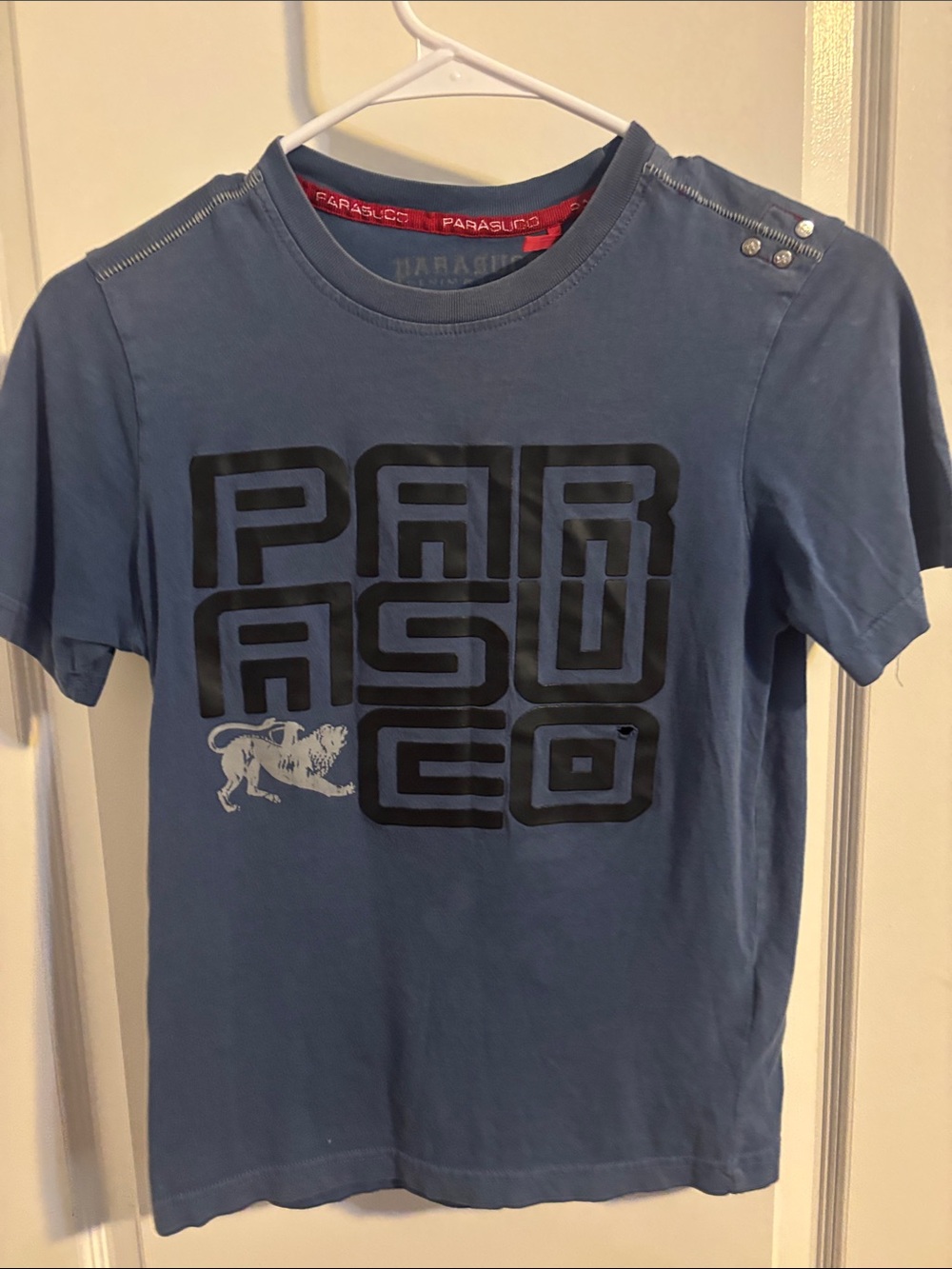Parasuco Slate Blue Short Sleeve Logo Tee with Stud Accents